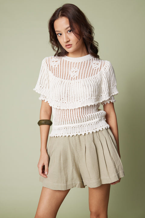 HAM EKRU — AJURLU FIRFIRLI TRİKO KAZAK