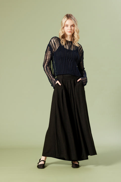 LACİVERT — AJURLU TRİKO BLUZ