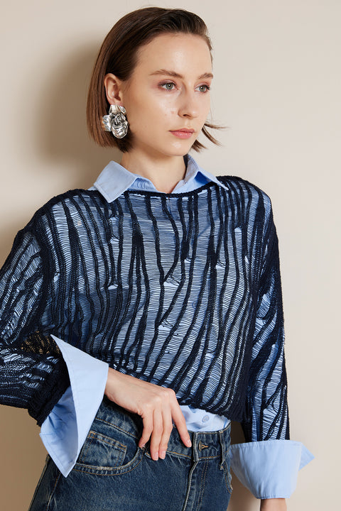 BORDO — AJURLU TRİKO BLUZ