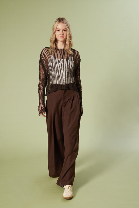 KAHVE — AJURLU TRİKO BLUZ