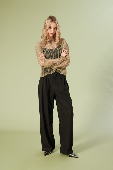 HAKİ — AJURLU TRİKO BLUZ