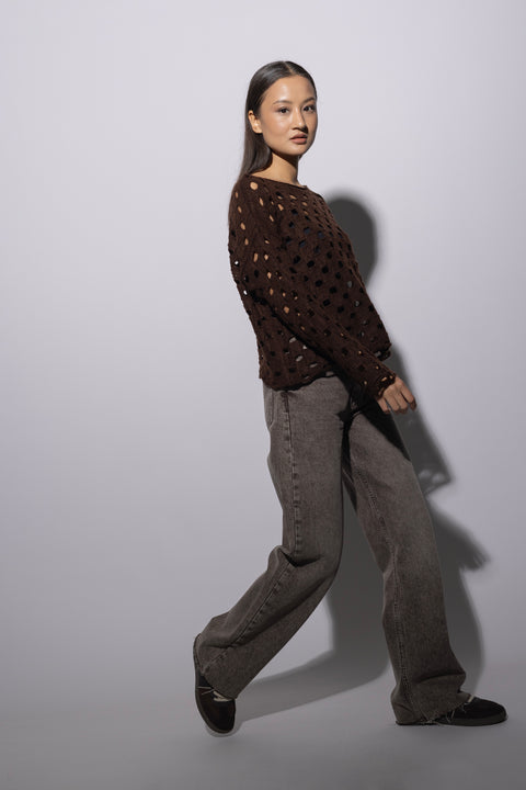 KAHVE — AJURLU TRİKO KAZAK