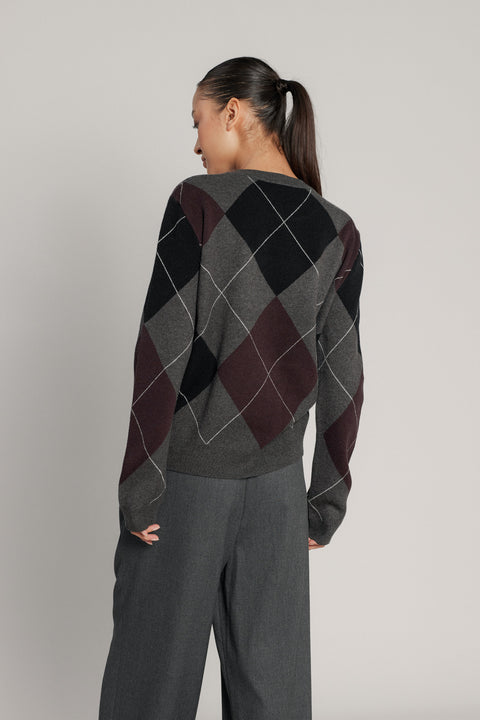 ANTRASİT-KAHVE — BAKLAVA DESENLİ TRİKO KAZAK