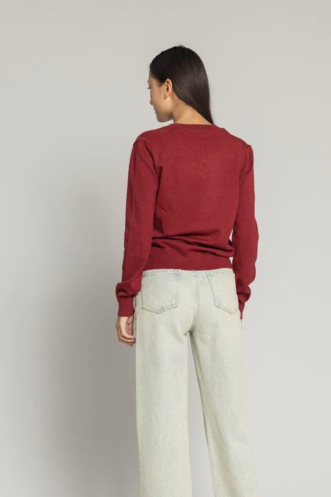 BORDO — BASIC BİSİKLET YAKA HIRKA
