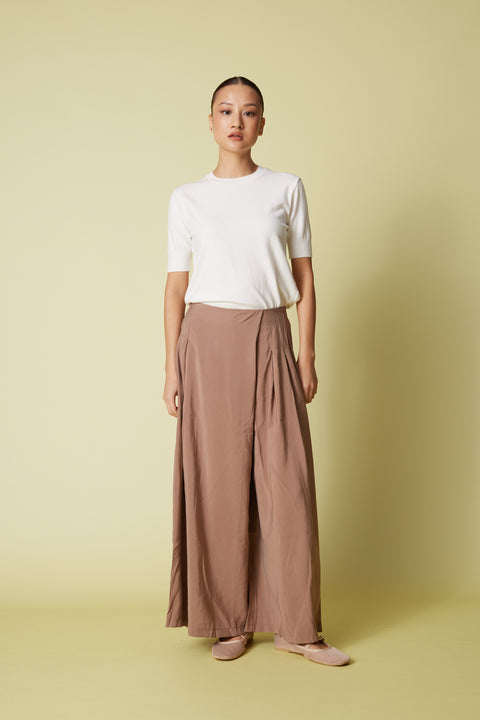 KAHVE — BELİ LASTİKLİ PAREO PANTOLON