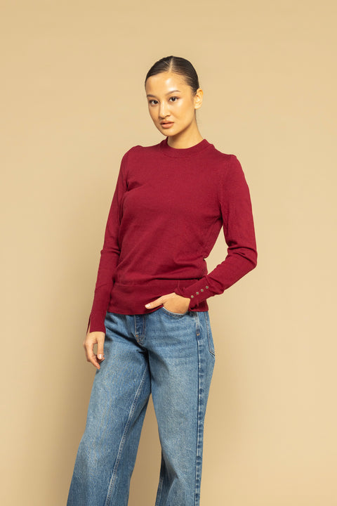 BORDO — BİSİKLET YAKA BASIC TRİKO