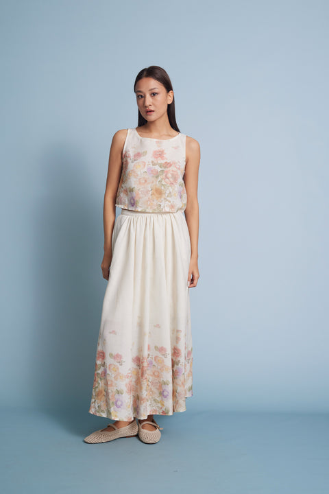 SARI — ÇİÇEKLİ KOLSUZ TOP