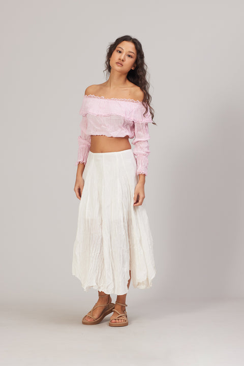 PEMBE — DANTEL DETAYLI BLUZ