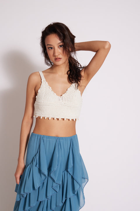 HAM EKRU — Deniz Kabuklu Crop Atlet