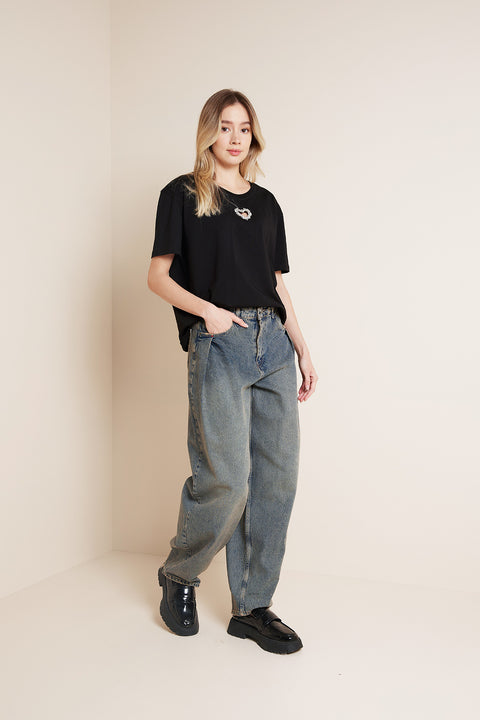 MAVİ — DİKİŞ DETAYLI DENIM PANTOLON