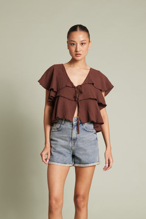 KAHVE — FIRFIRLI PELERİN TOP