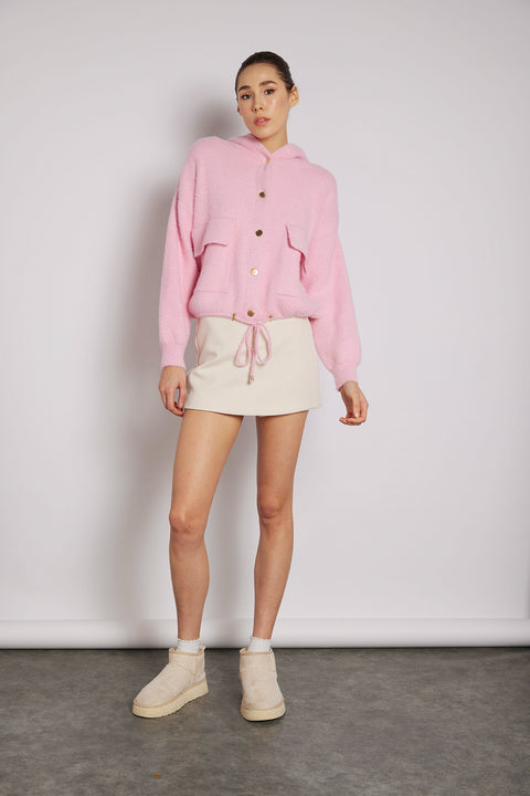 PEMBE — KAPÜŞONLU TRİKO HIRKA