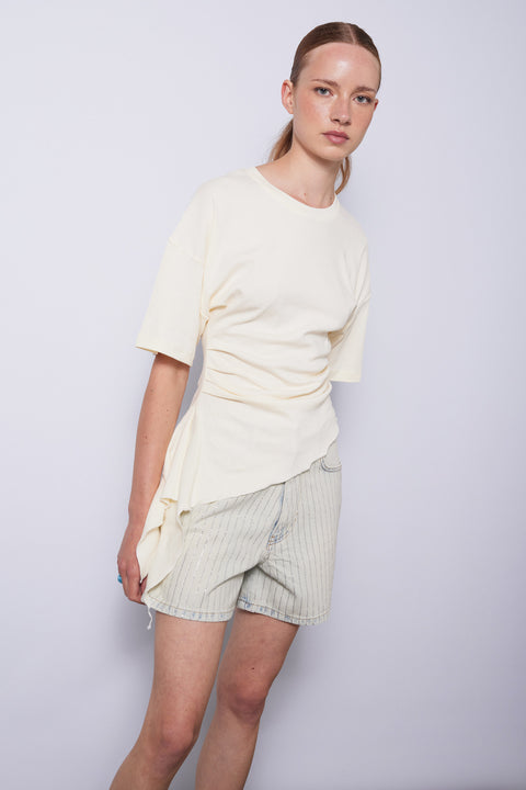 NATUREL — KISA KOLLU ASİMETRİK T-SHIRT