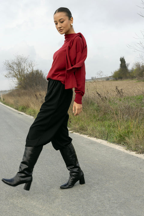 BORDO — KURDELELİ İNCE TRİKO KAZAK