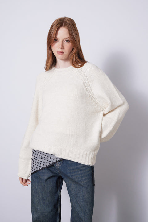 EKRU — OVERSIZE BİSİKLET YAKA TRİKO KAZAK