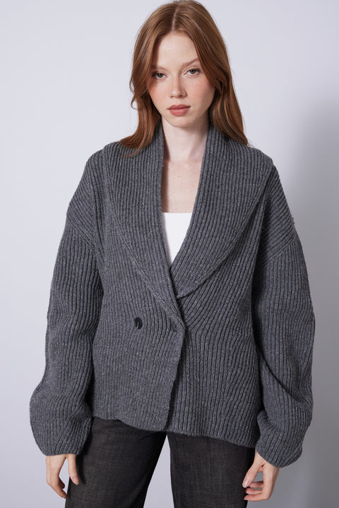 KAHVE — OVERSIZE ŞAL YAKA YÜNLÜ HIRKA