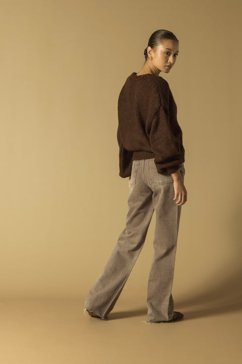 KAHVE — OVERSİZE TRİKO HIRKA
