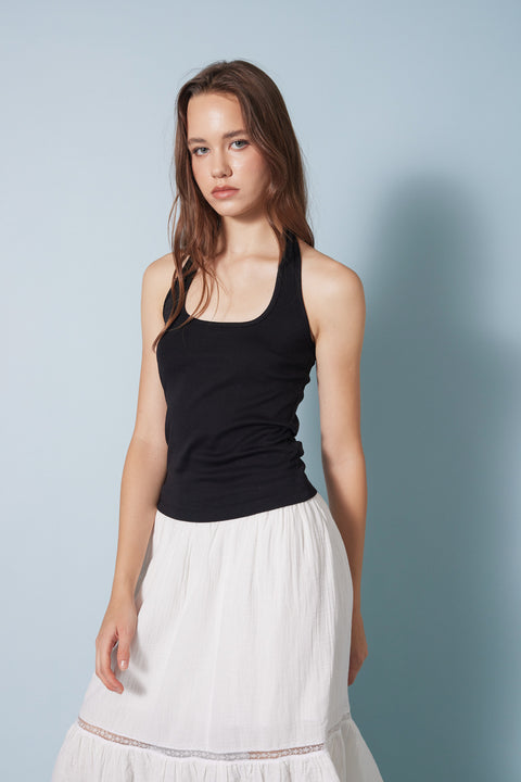 SİYAH — PAMUKLU HALTER TOP