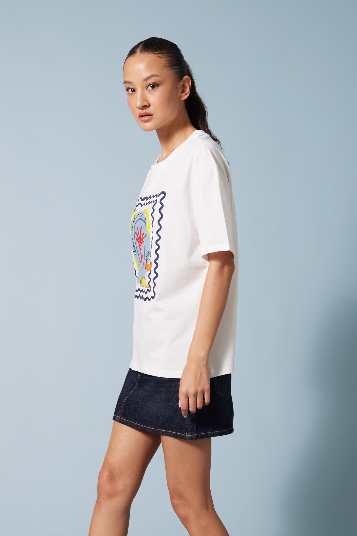 YENGEÇ BASKILI BİSİKLET YAKA T-SHIRT