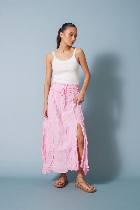 PEMBE — YIRTMAÇ DETAYLI ETEK