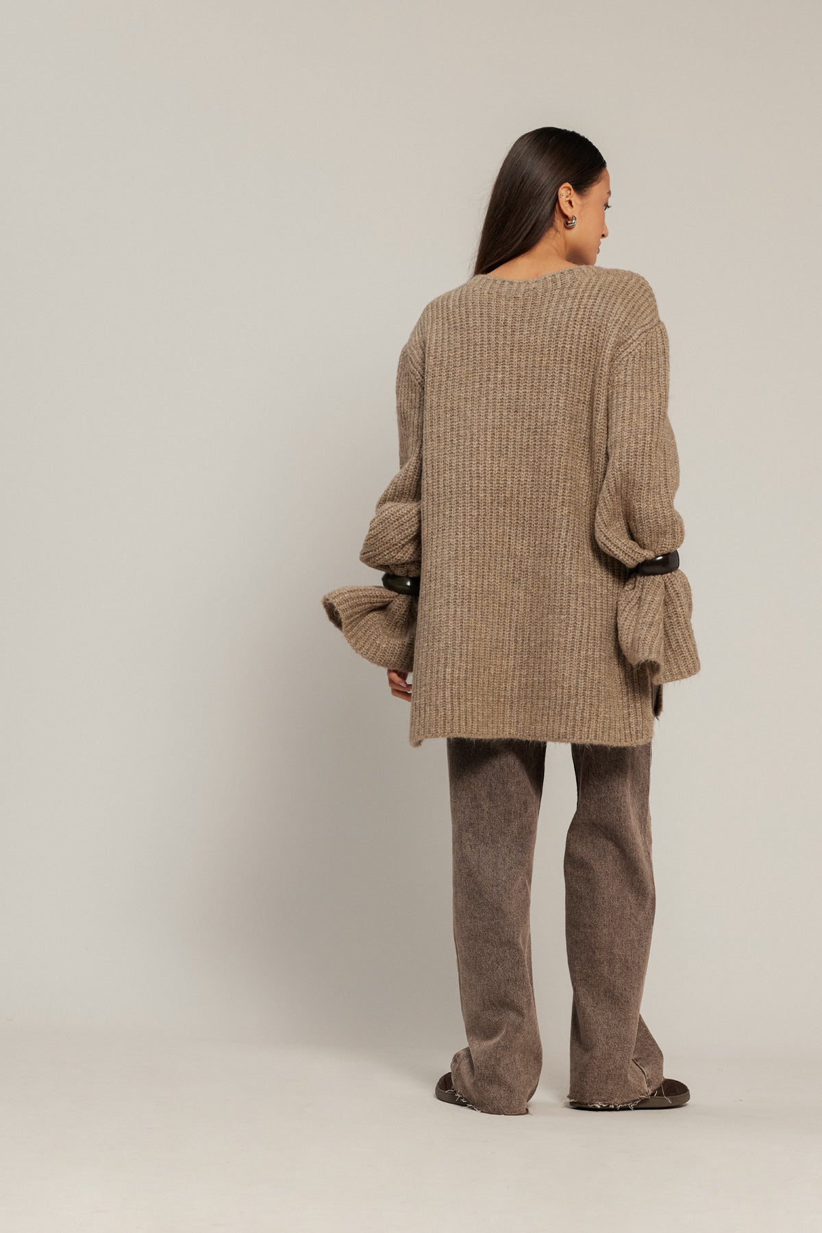 YIRTMAÇLI OVERSIZE TRİKO KAZAK