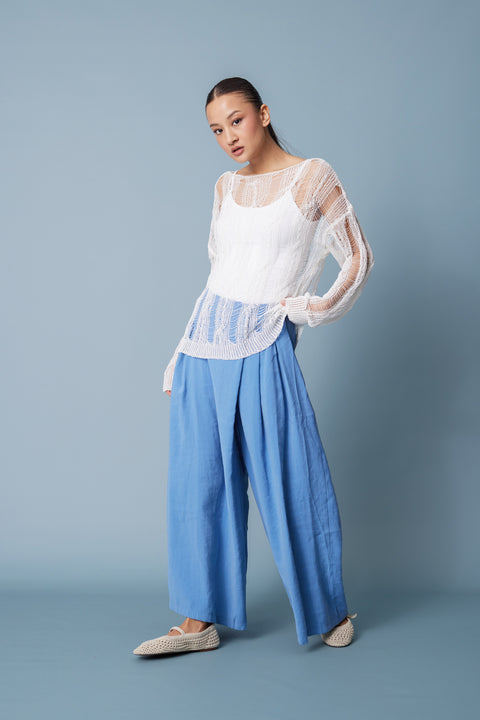 EKRU — AJURLU SAÇ ÖRGÜLÜ TRİKO BLUZ