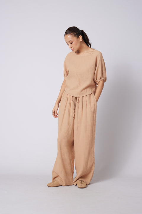CAMEL — BAĞCIKLI STRAIGHT FIT PANTOLON