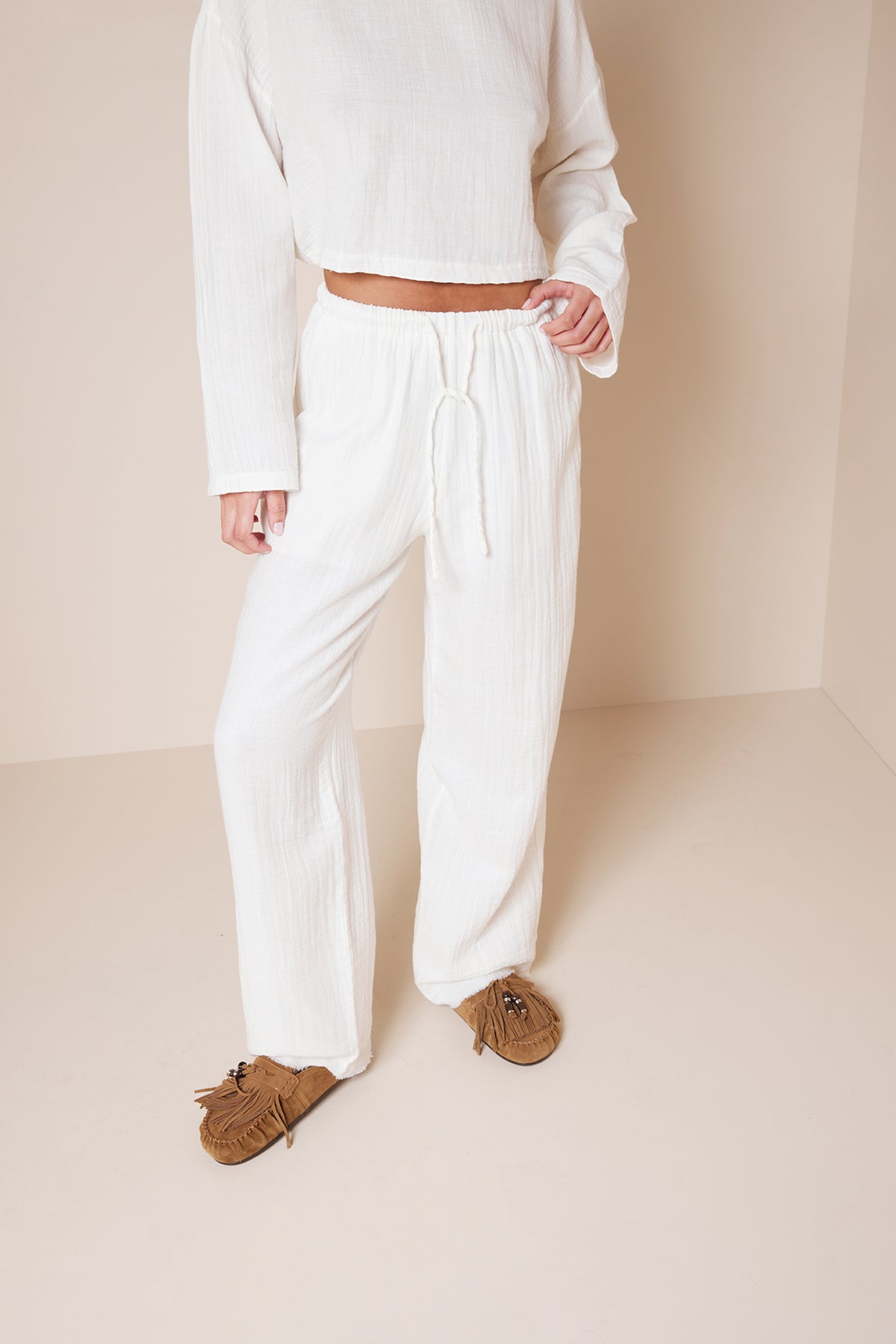BELİ BAĞCIKLI DÖKÜMLÜ PANTOLON