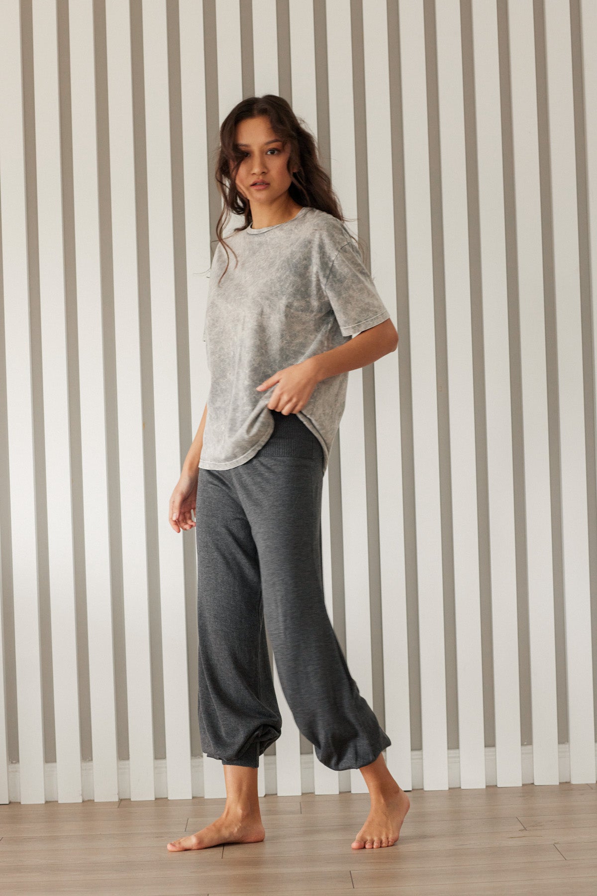 BELİ KATLAMALI TRİKO PANTOLON