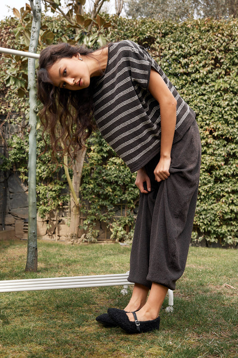 KAHVE — BELİ LASTİKLİ BALON PANTOLON