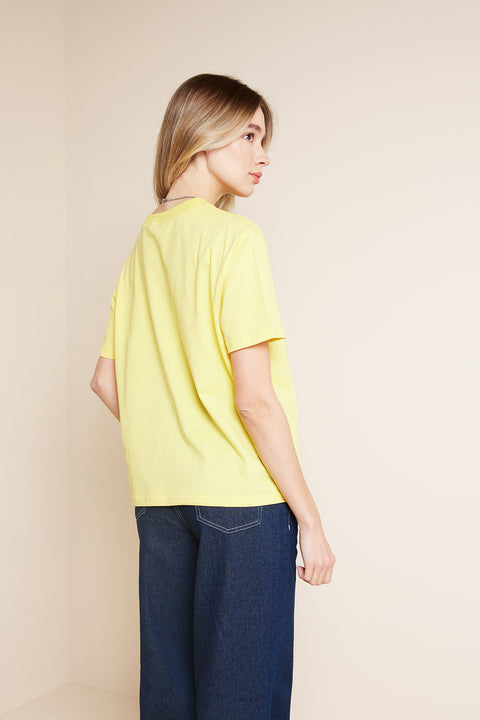 SARI — BİSİKLET YAKA KISA KOLLU T-SHIRT