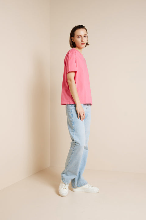 PEMBE — BİSİKLET YAKA KISA KOLLU T-SHIRT