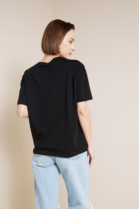 SİYAH — BİSİKLET YAKA KISA KOLLU T-SHIRT