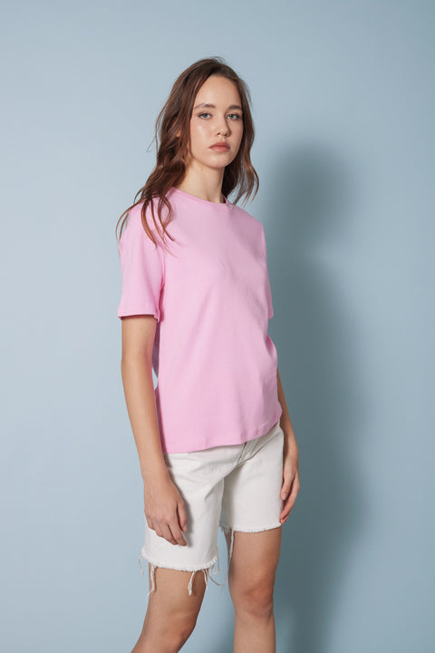 PEMBE — BİSİKLET YAKA T-SHIRT