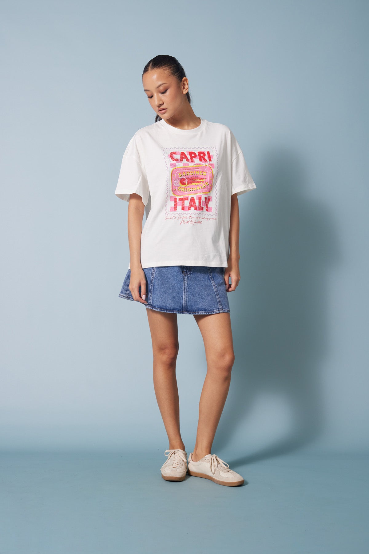 CAPRI BASKILI KISA KOLLU T-SHIRT