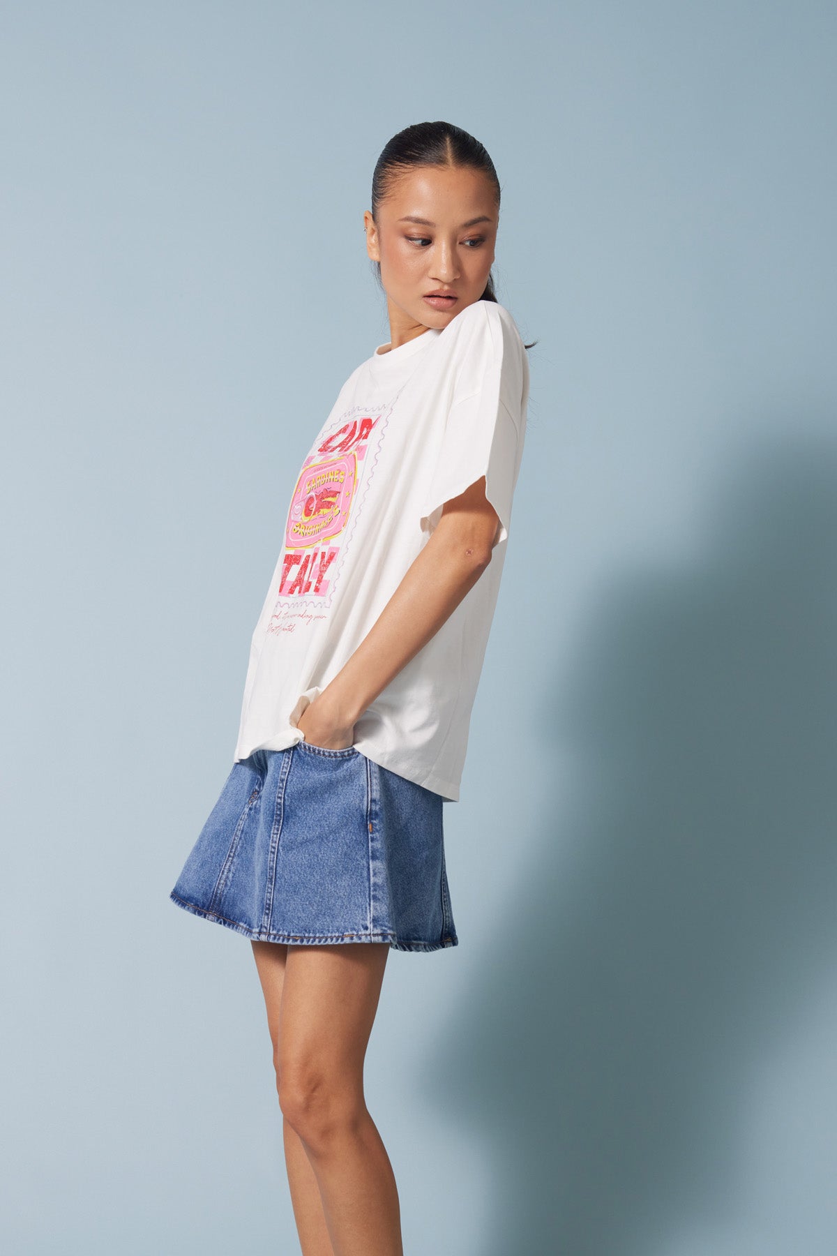 CAPRI BASKILI KISA KOLLU T-SHIRT