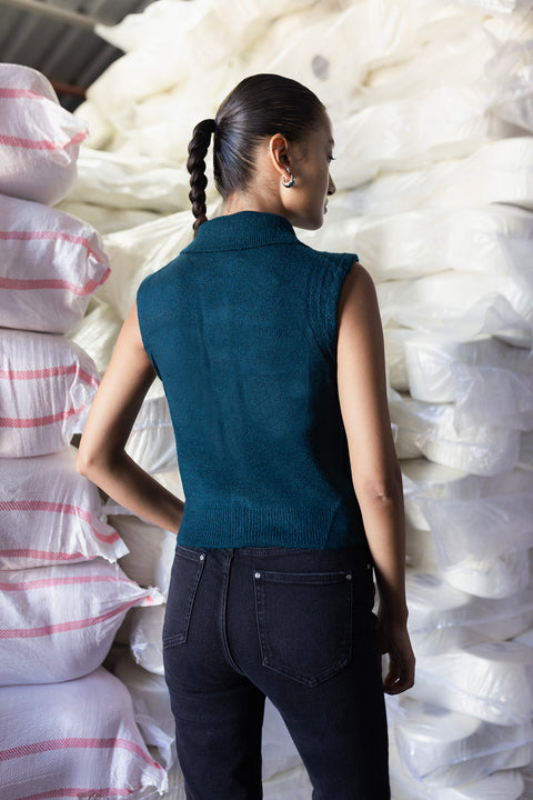 PETROL — CEP DETAYLI TRİKO YELEK