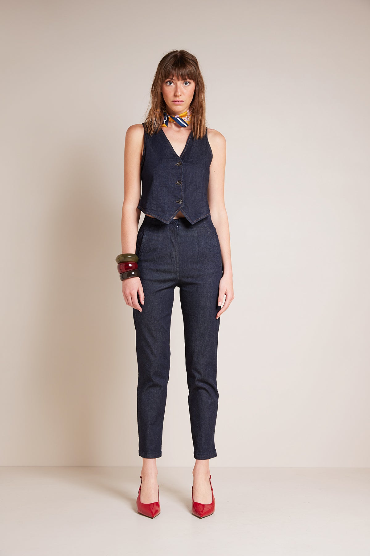 CEPLİ YÜKSEK BEL DENIM PANTOLON