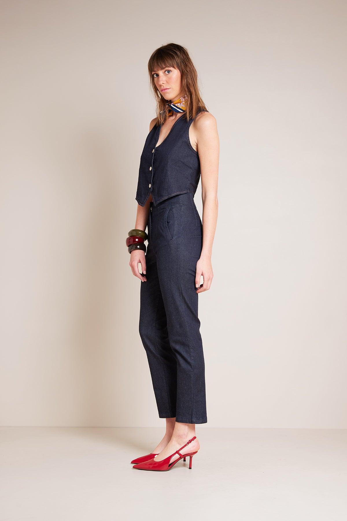 CEPLİ YÜKSEK BEL DENIM PANTOLON