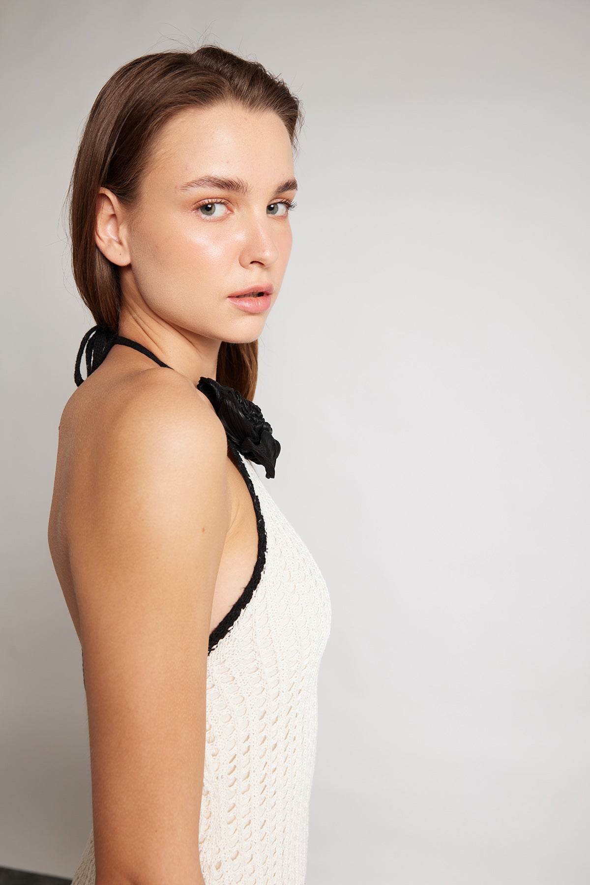 Çiçek Detaylı Triko Elbise