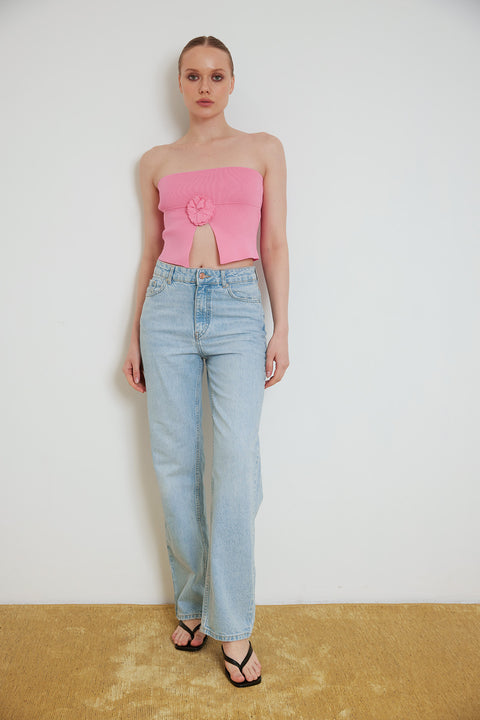 PEMBE — Çiçek Detaylı Triko Top