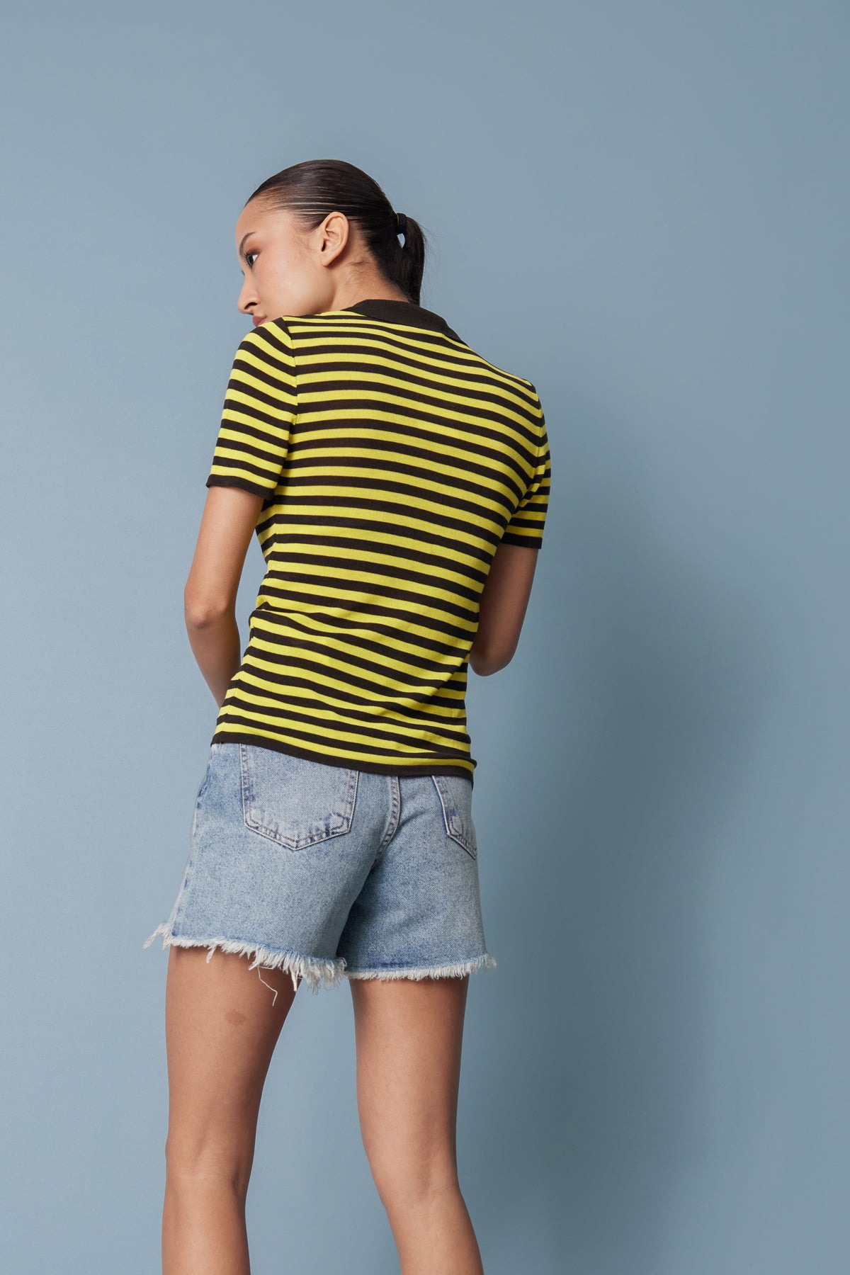 ÇİZGİLİ POLO YAKA BLUZ