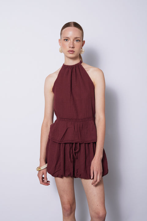 BORDO — DANTEL DETAYLI MÜSLİN TOP