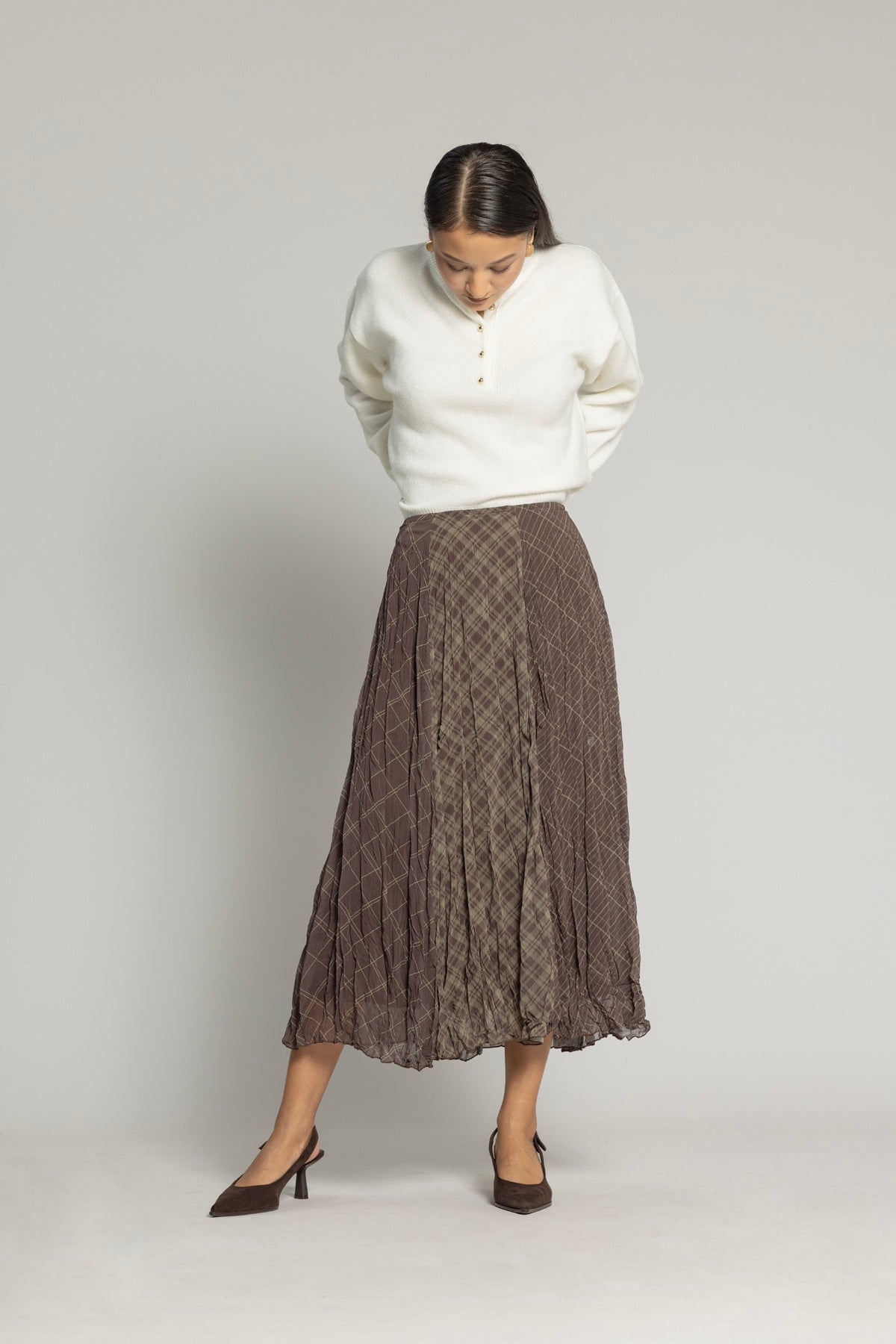 DESENLİ KIRIŞIK GÖRÜNÜMLÜ ETEK