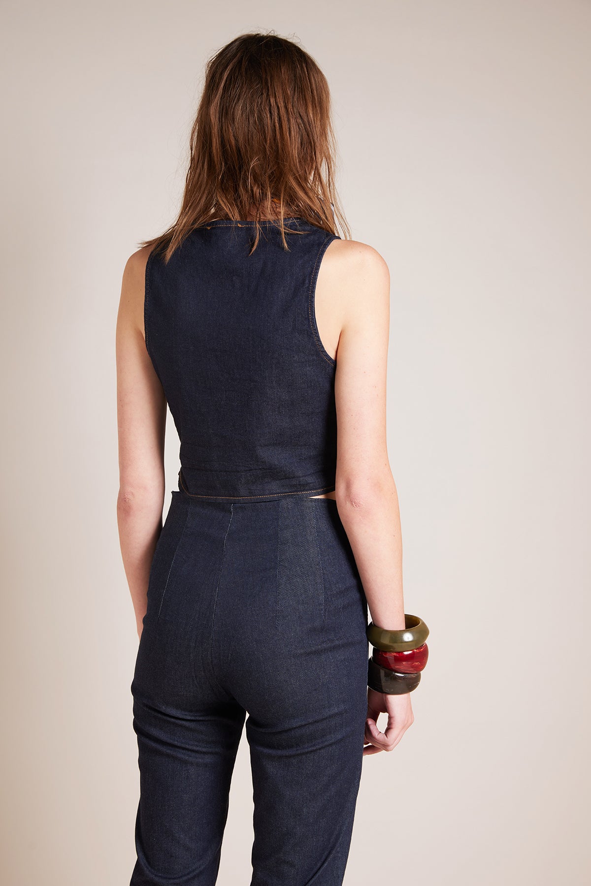 DİKİŞ DETAYLI DENIM YELEK