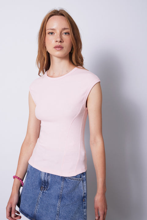 PEMBE — DİKİŞ DETAYLI PAMUKLU TOP