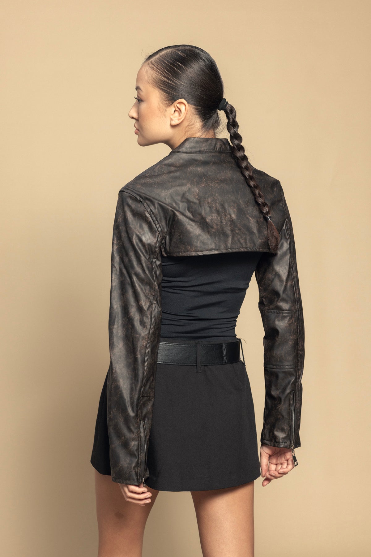 Distressed Suni Deri Bolero