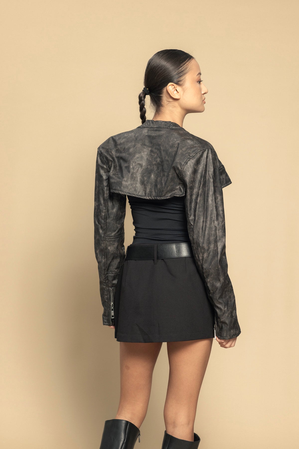 Distressed Suni Deri Bolero