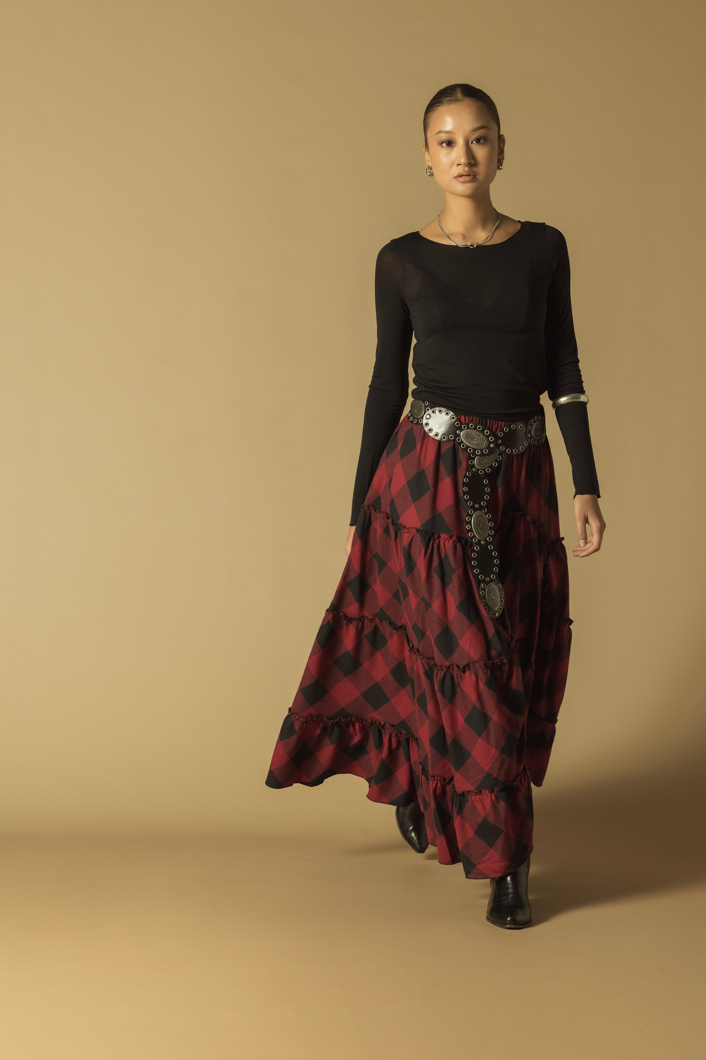 EKOSE DESENLİ ASİMETRİK ETEK