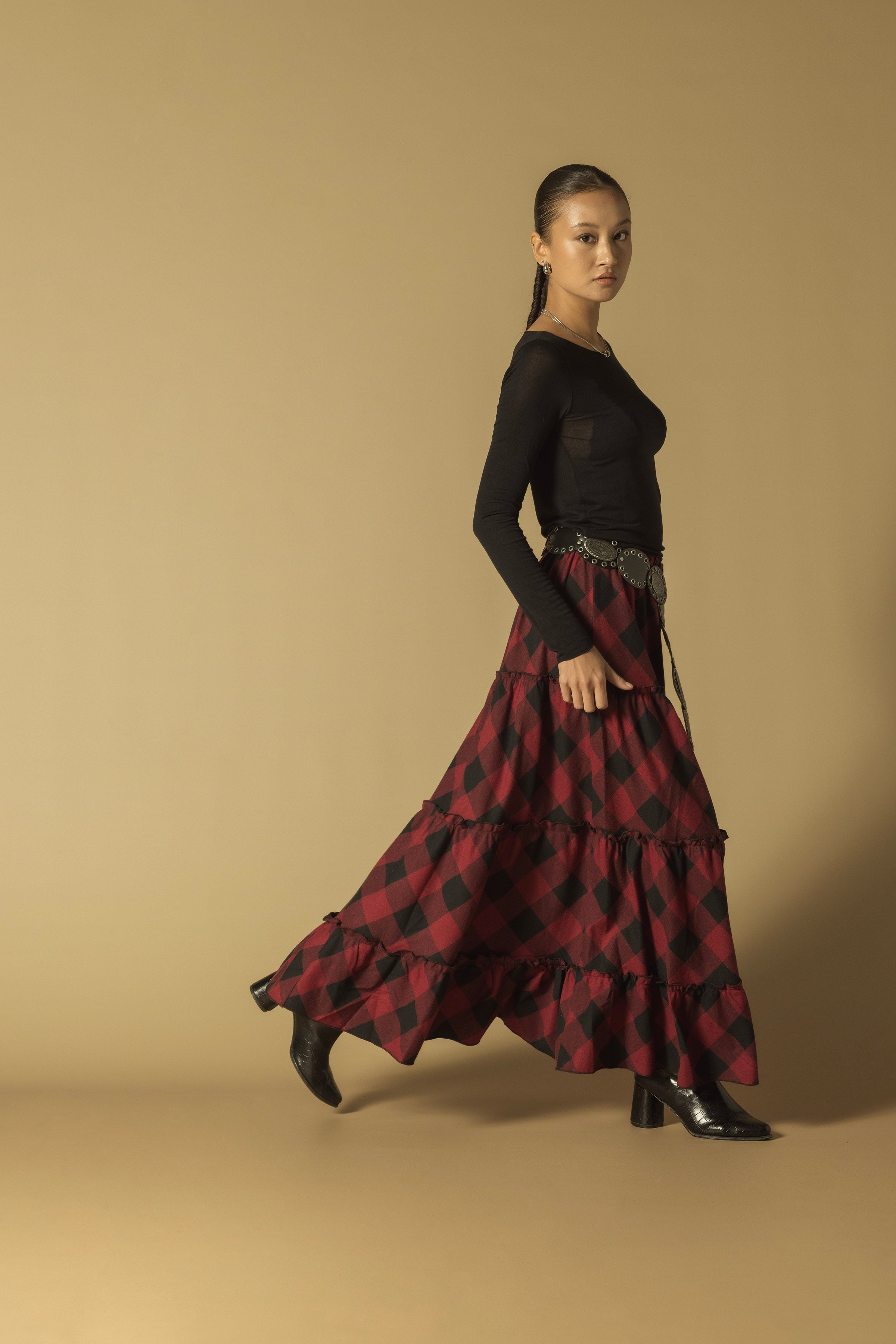 EKOSE DESENLİ ASİMETRİK ETEK